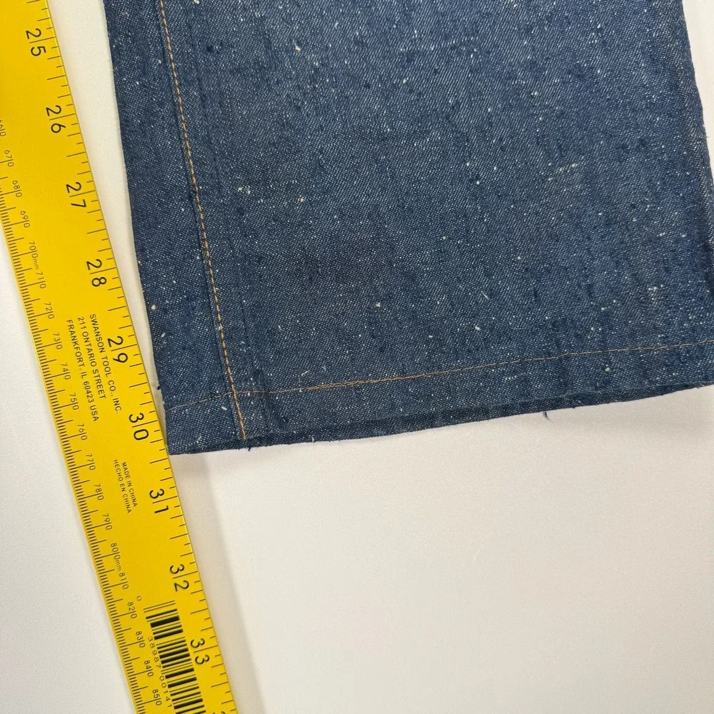 Gustin Slim Fit Mens 33x30 Blue Dark Wash Nep Denim Raw Button Fly Jeans
